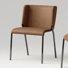 Silla de comedor con asiento tapizado en cuero Made in Italy - Giulia viadurini