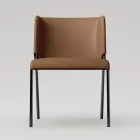 Silla de comedor con asiento tapizado en cuero Made in Italy - Giulia viadurini