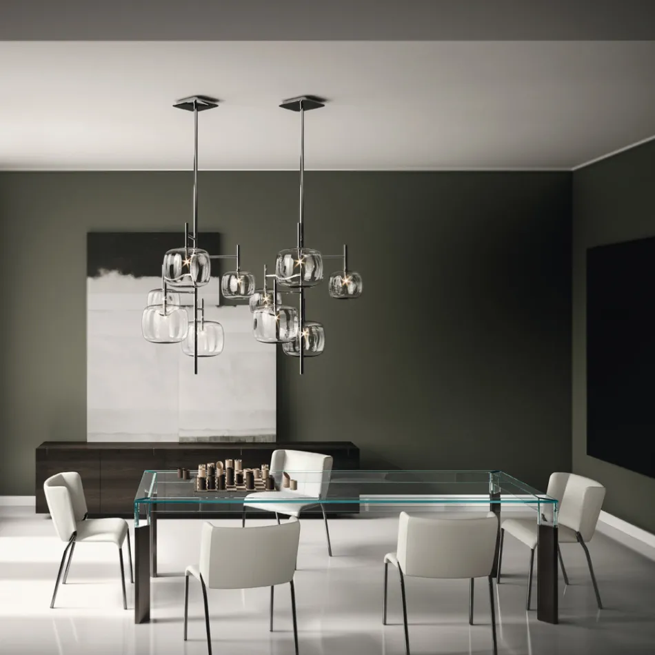 Silla de comedor con asiento tapizado en cuero Made in Italy - Giulia viadurini