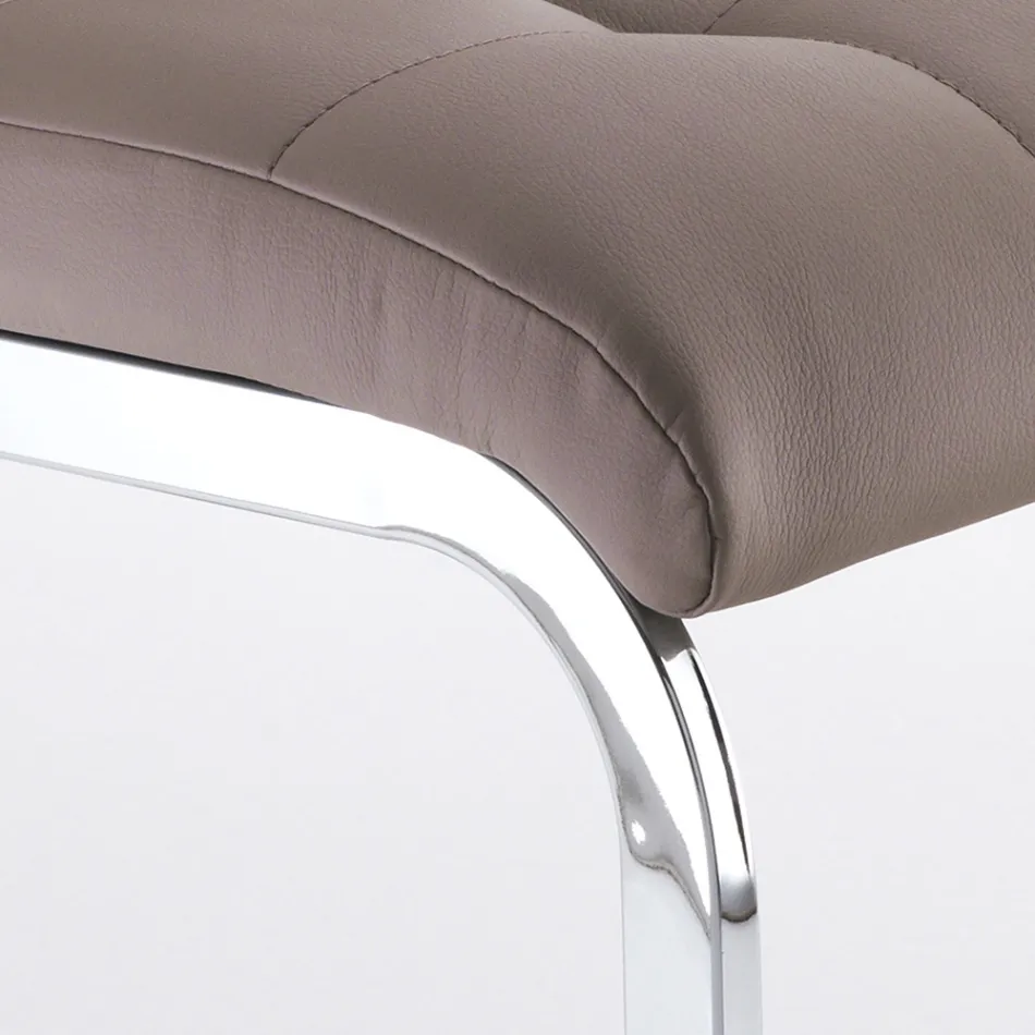 Silla de comedor en piel sintética y metal cromado 4 piezas - Molise viadurini