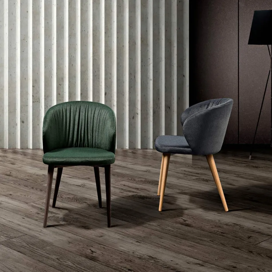 Silla de comedor en tela de elegante diseño moderno - Reginaldo viadurini