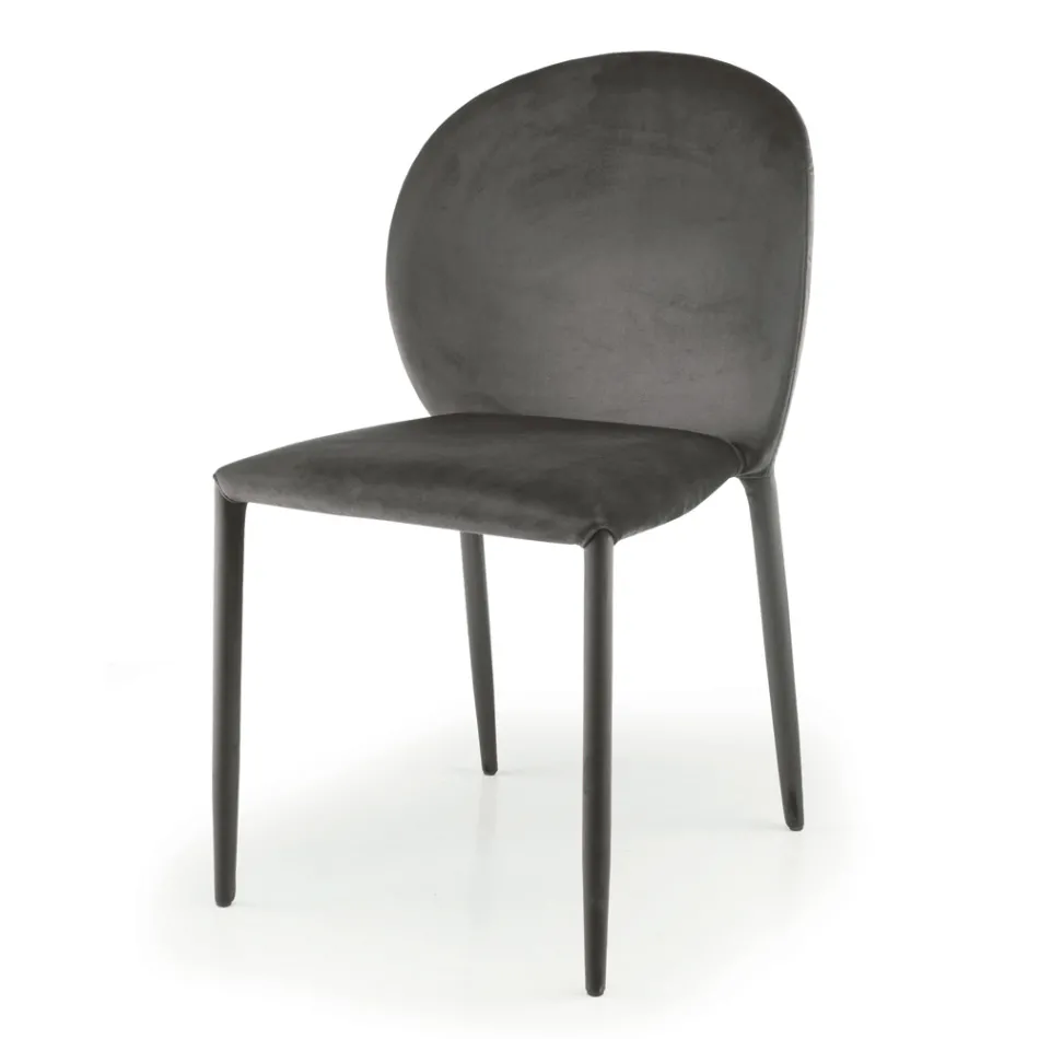 Silla de Comedor Tapizada en Terciopelo Made in Italy 4 Piezas - Victory viadurini