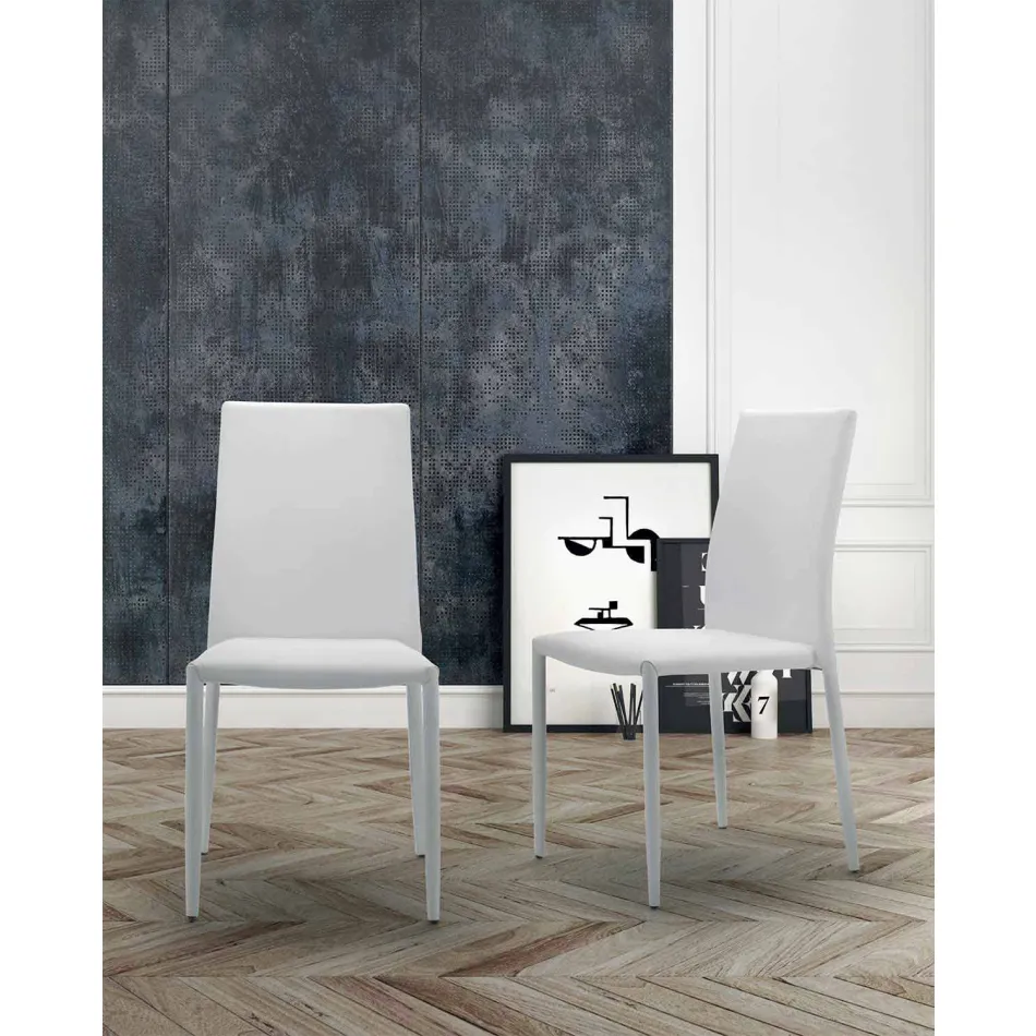 Silla de salón apilable, acolchada y tapizada en ecopiel - Monamour viadurini