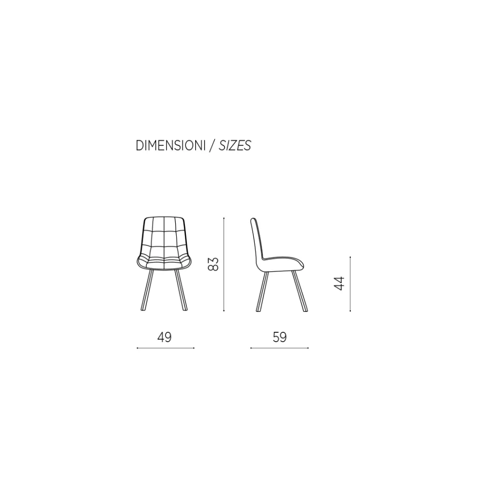 Silla de salón en tela tapizada con patrón de cuadros 4 piezas - Raggia viadurini