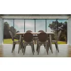 Silla de estilo industrial de diseño moderno en hierro y madera, 2 piezas - Delia viadurini