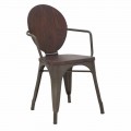 Silla de diseño industrial con asiento de madera y base de hierro, 2 piezas - Delia