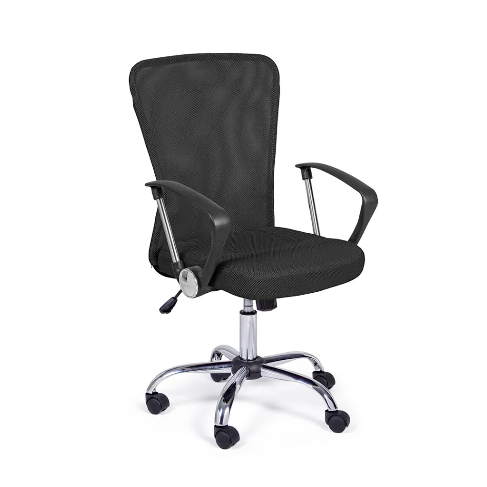 Silla de oficina con reposabrazos en acero y poliéster coloreado - Barberina viadurini