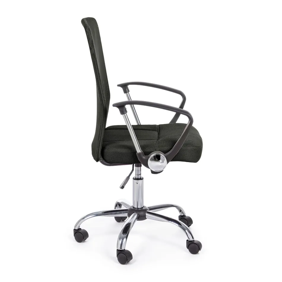 Silla de oficina con reposabrazos en acero y poliéster coloreado - Barberina viadurini