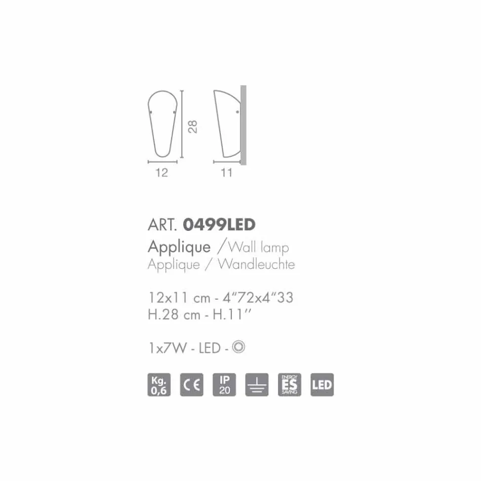 Selene Bloom hecho a mano de vidrio applique en Italia 12x11 H 28 cm viadurini