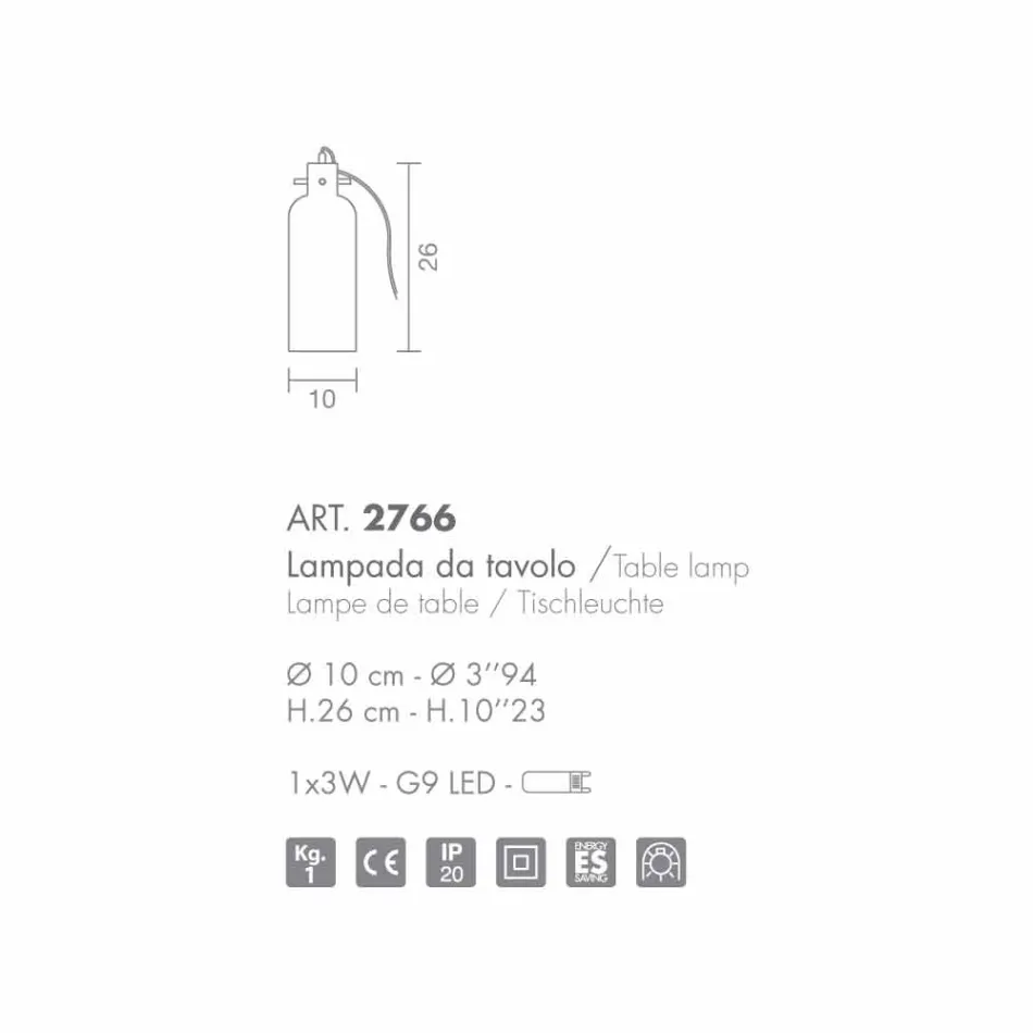 lámpara de mesa Selene Bossa Nova Ø10 H 26cm en ámbar vidrio soplado viadurini