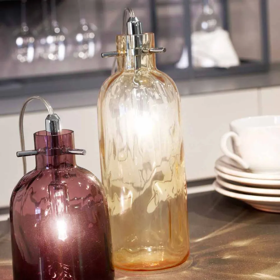 lámpara de mesa Selene Bossa Nova Ø10 H 26cm en ámbar vidrio soplado viadurini