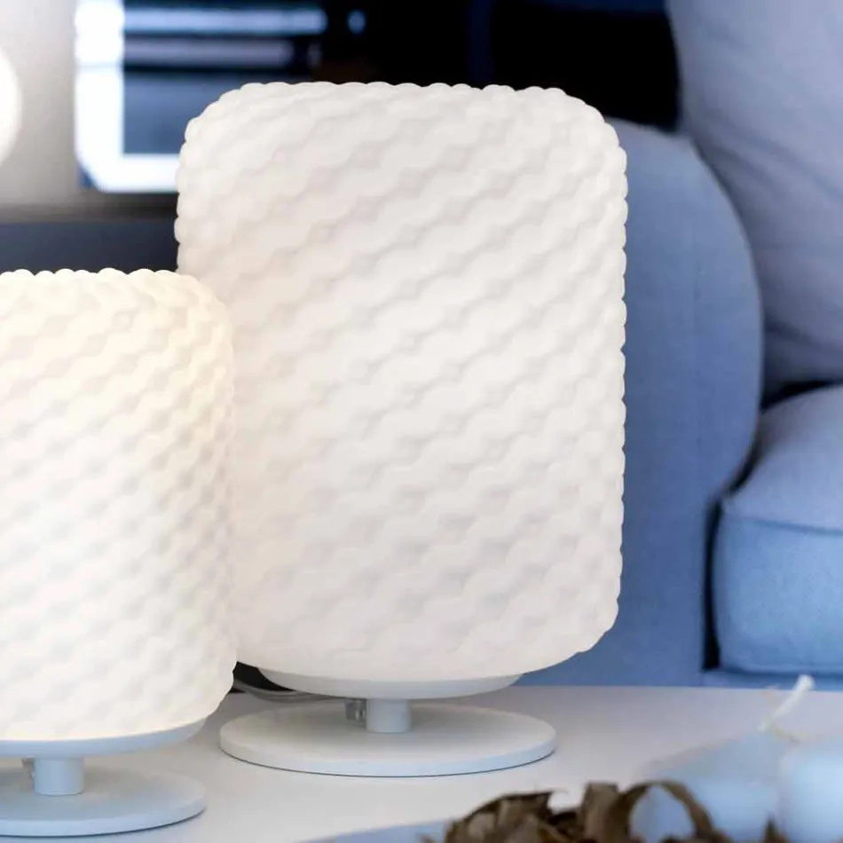 lámpara de mesa Selene Domino Ø21 H30cm, vidrio soplado fabricado en Italia viadurini