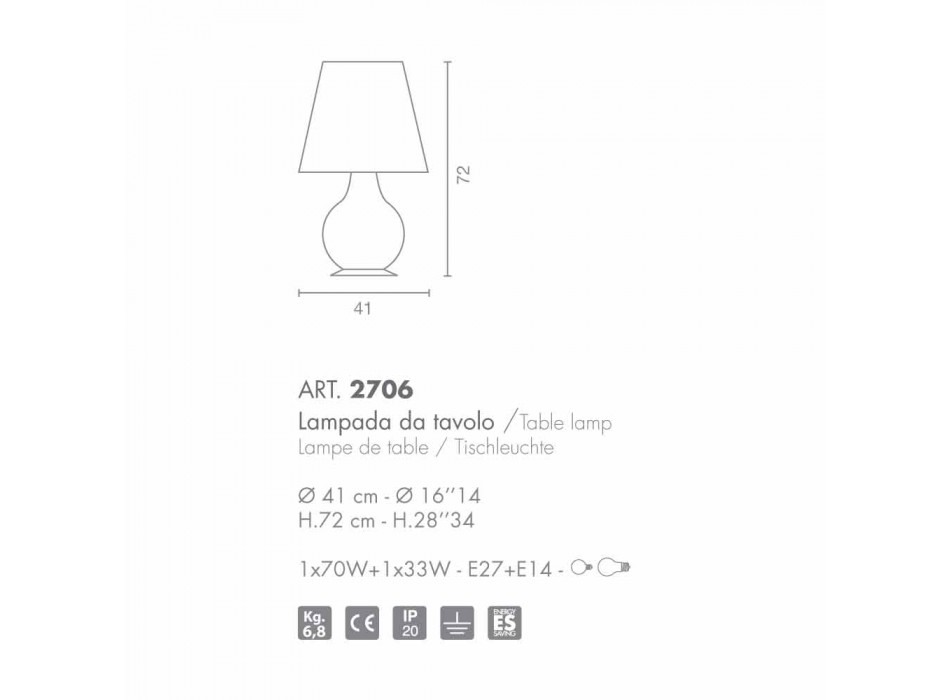 Selene lámpara siempre mesa de vidrio soplado Ø41 H 72cm viadurini
