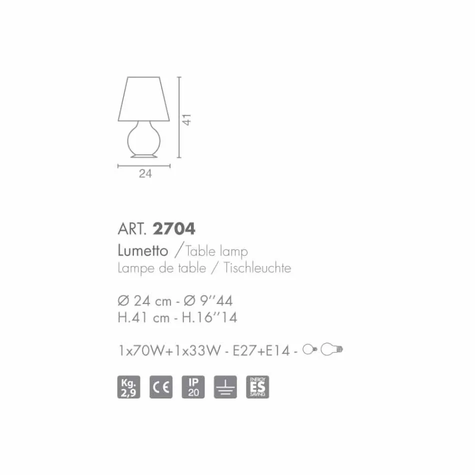 Selene siempre lumetto Ø24 H41cm, vidrio soplado hecho en Italia viadurini
