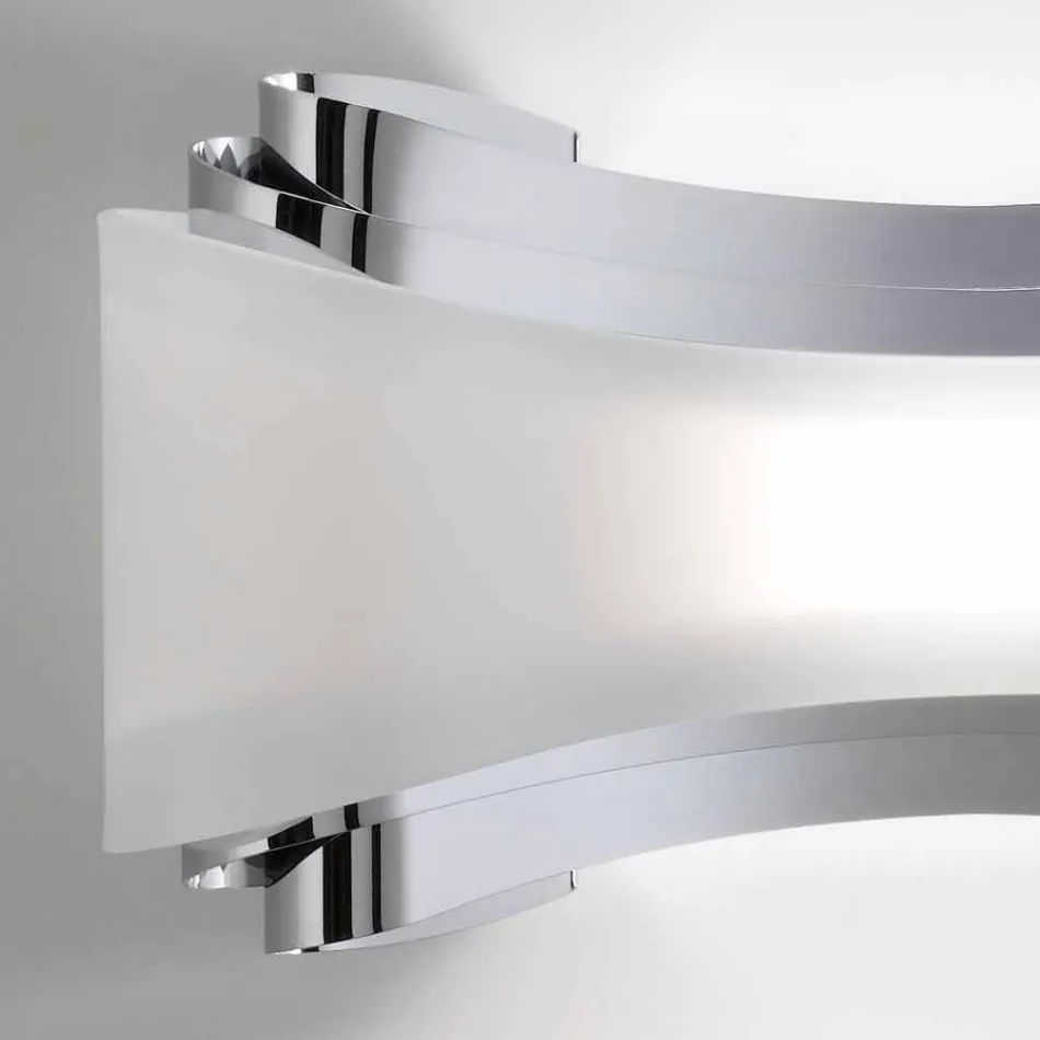 Selene jónica apliques de acero y vidrio 32x10 H16cm hacen en Italia viadurini