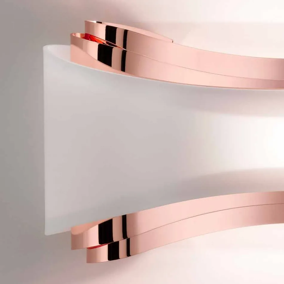 Selene jónica apliques de acero y vidrio 32x10 H16cm hacen en Italia viadurini