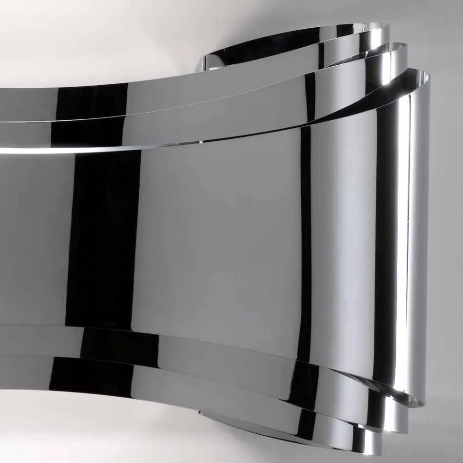 lámpara Selene Ionic pared hecha en Italia, 30x10 H16cm, vidrio y acero viadurini