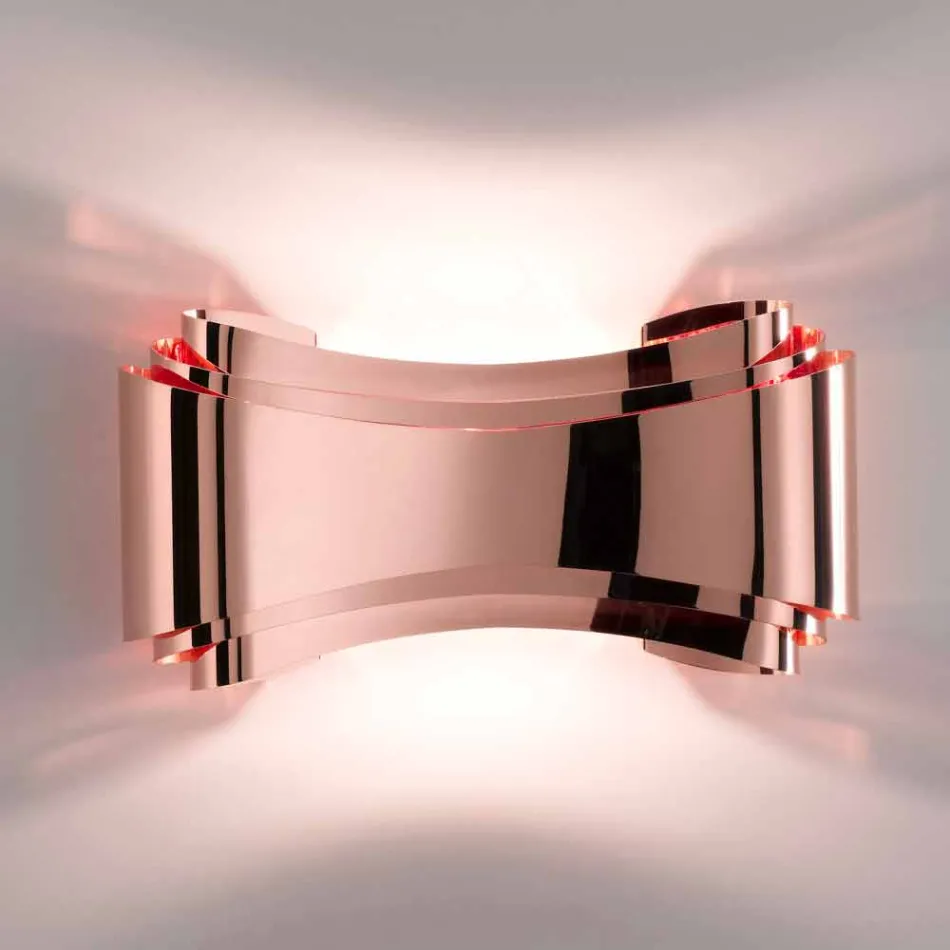 lámpara Selene Ionic pared hecha en Italia, 30x10 H16cm, vidrio y acero viadurini