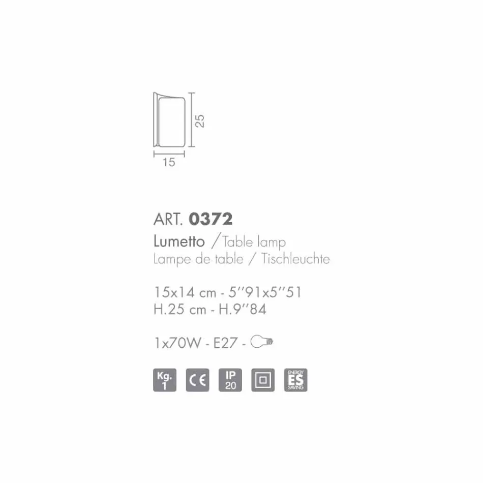 Selene Papiro de cristal lámpara de mesa hecho en Italia 15x14xH25cm viadurini