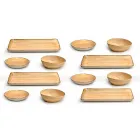 Servicio 12 Placas Rectangulares y Redondas de Diseño Moderno en Gres - Simba viadurini