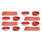 Servicio 12 Placas Rectangulares y Redondas de Diseño Moderno en Gres - Simba viadurini