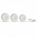 Juego de 24 platos llanos de porcelana blanca de diseño clásico - Romilda