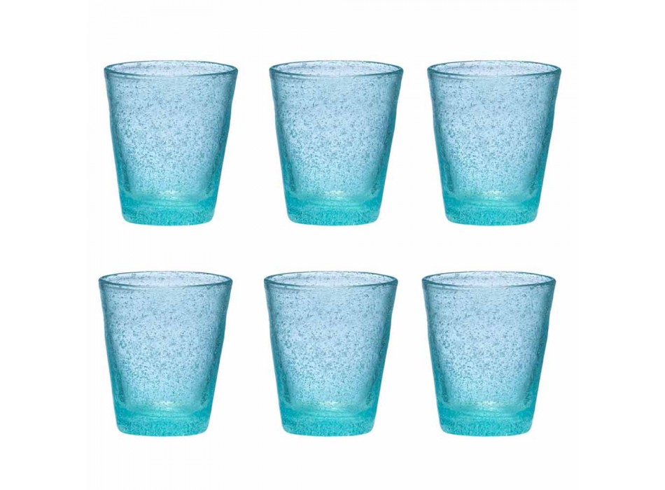 Conjunto de 6 vasos de vidrio soplado de colores con un diseño moderno - Pumba viadurini