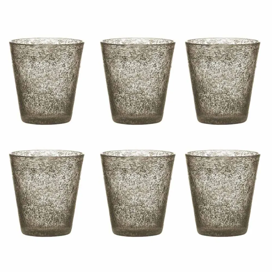 Conjunto de 6 vasos de vidrio soplado de colores con un diseño moderno - Pumba viadurini