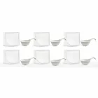 Servicio de aperitivo 12 piezas Placas modernas de diseño de porcelana blanca - Nalah viadurini