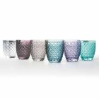Servicio de vasos de agua coloreados y decorados 12 piezas de vidrio - rombo viadurini