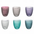 Servicio de vasos de agua coloreados y decorados 12 piezas de vidrio - rombo