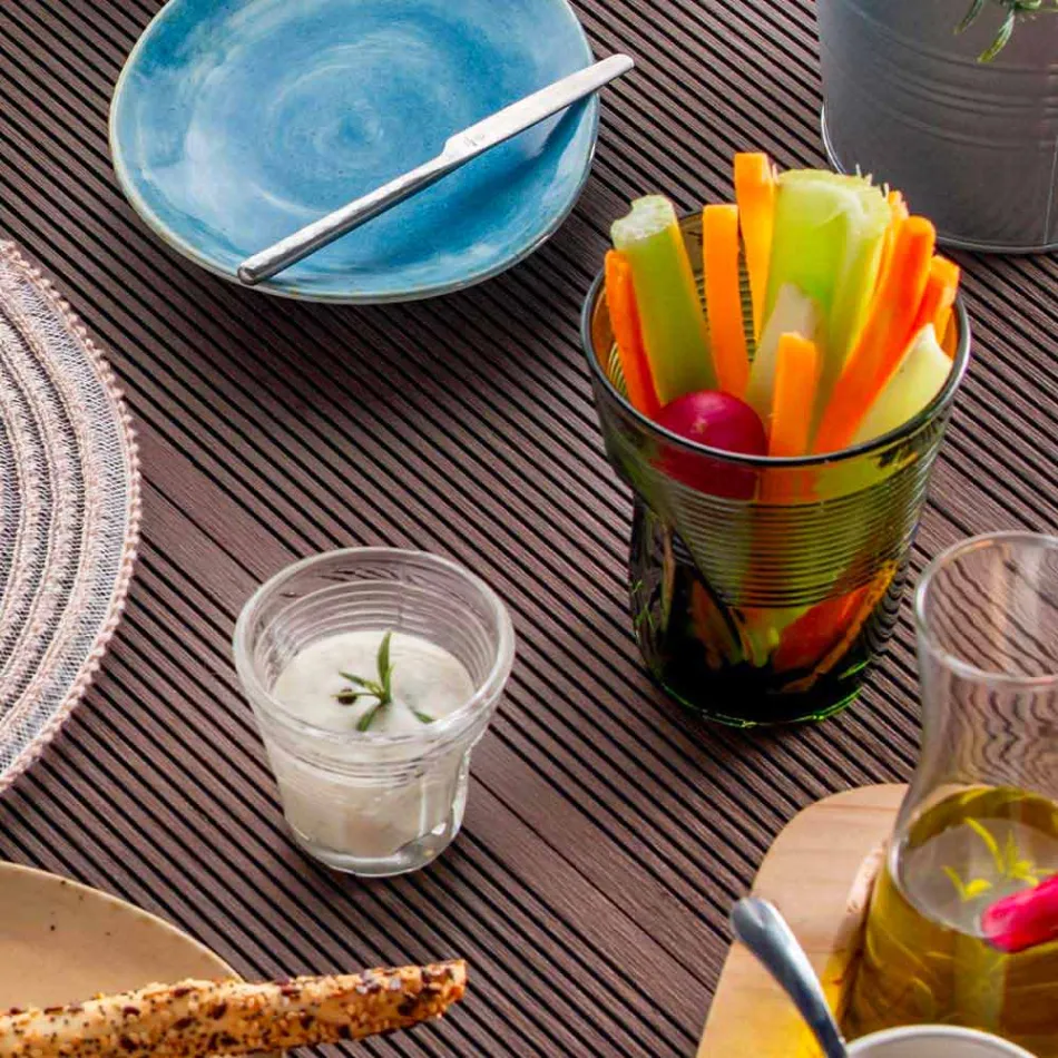 Set de 6 vasos de agua de vidrio coloreado Diseño particular - Sarabi viadurini