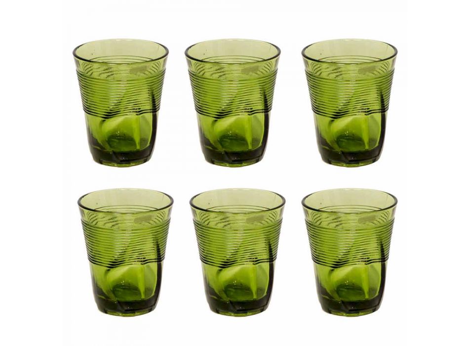 Set de 6 vasos de agua de vidrio coloreado Diseño particular - Sarabi viadurini