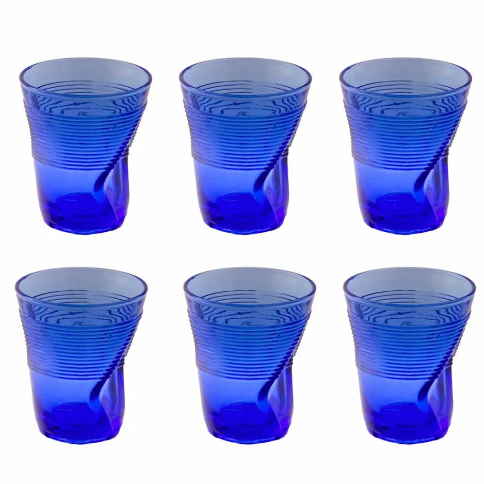 Set de 6 vasos de agua de vidrio coloreado Diseño particular - Sarabi viadurini