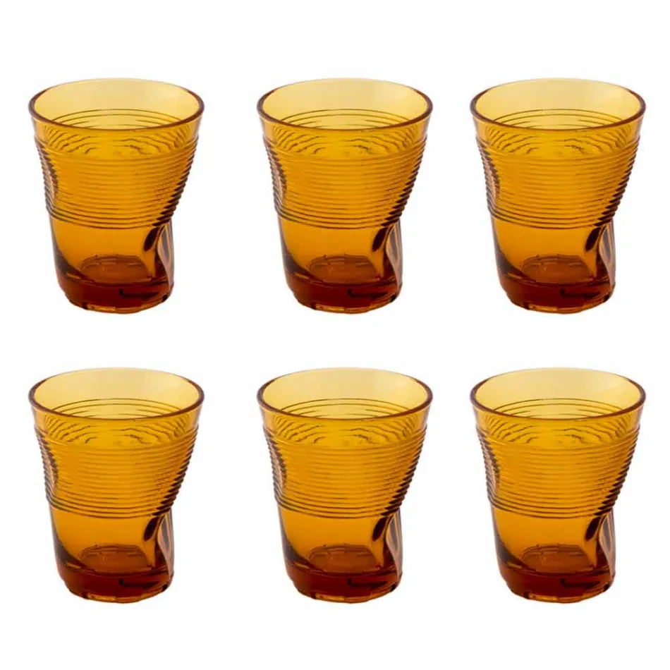 Set de 6 vasos de agua de vidrio coloreado Diseño particular - Sarabi viadurini
