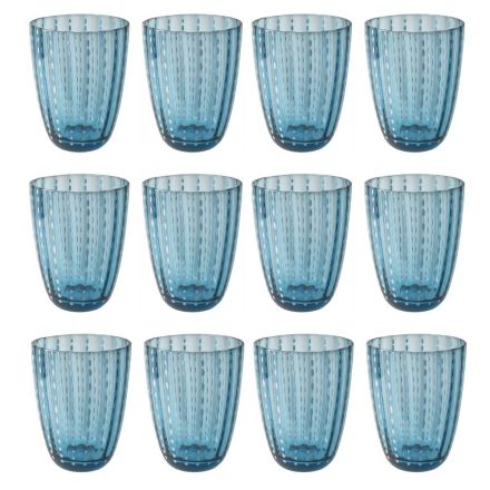 Servicio de vasos de agua de vidrio coloreado con lunares, 12 piezas - Botswana viadurini