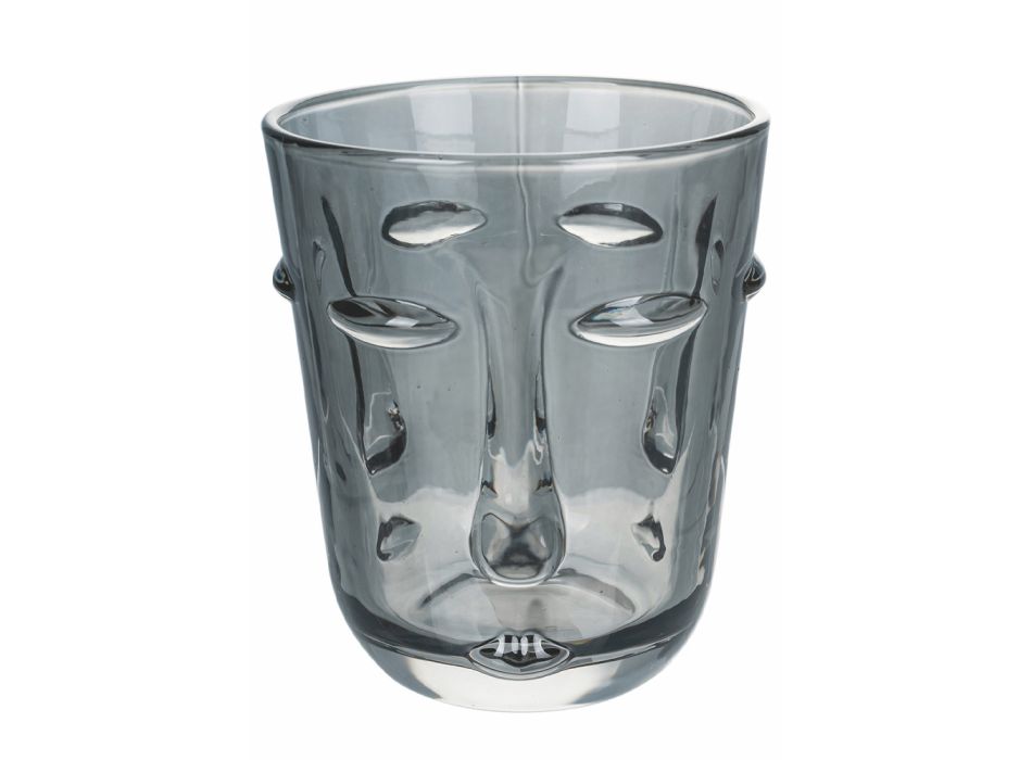 Juego de Vasos de Agua en Vidrio y Decoración Facial 3 Acabados 12 Pzas - Facial viadurini