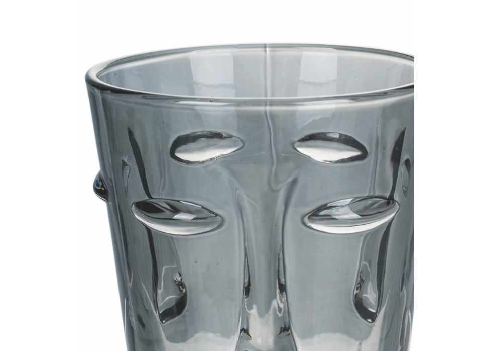Juego de Vasos de Agua en Vidrio y Decoración Facial 3 Acabados 12 Pzas - Facial viadurini