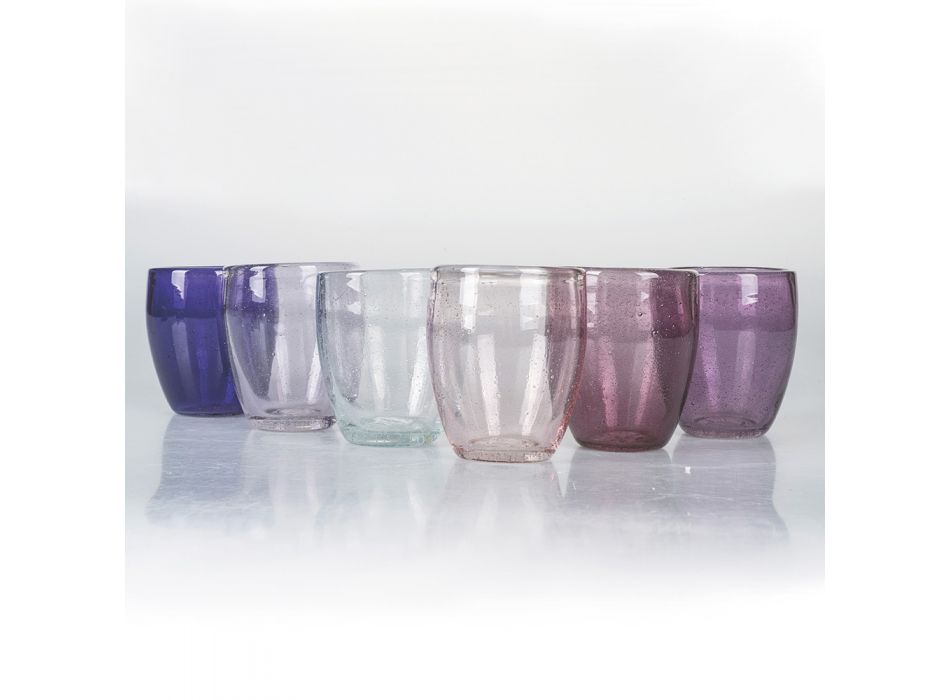 Vasos de agua de vidrio soplado de colores de 12 piezas - Guerrero viadurini