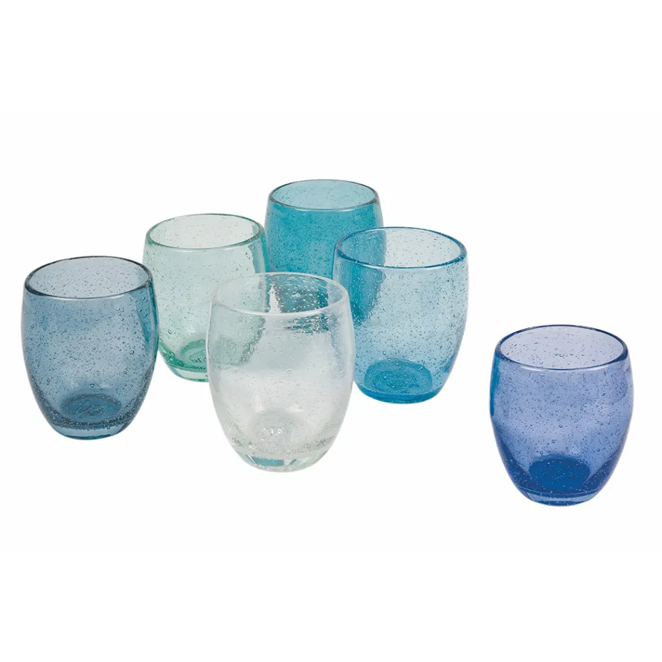 Vasos de agua de vidrio soplado de colores de 12 piezas - Guerrero viadurini