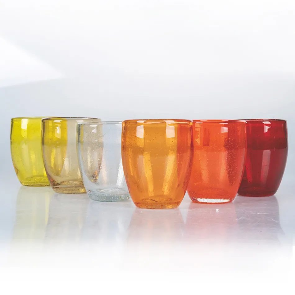Vasos de agua de vidrio soplado de colores de 12 piezas - Guerrero viadurini