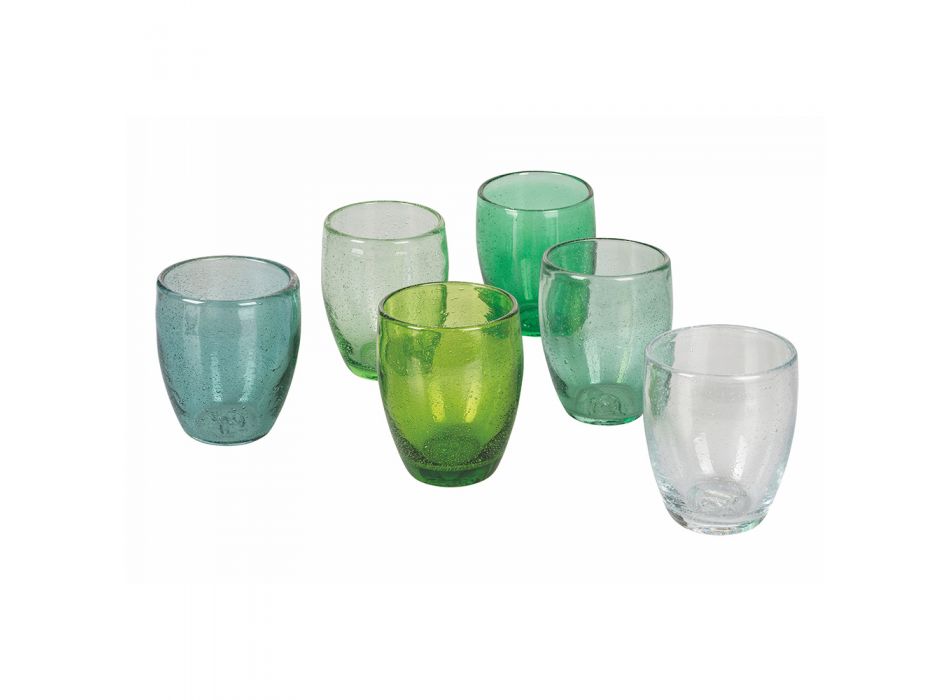 Vasos de agua de vidrio soplado de colores de 12 piezas - Guerrero viadurini