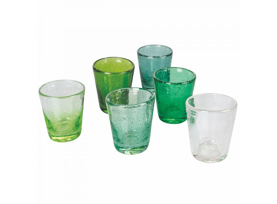 Servicio de 12 vasos de agua de vidrio soplado de colores - Yucatán viadurini