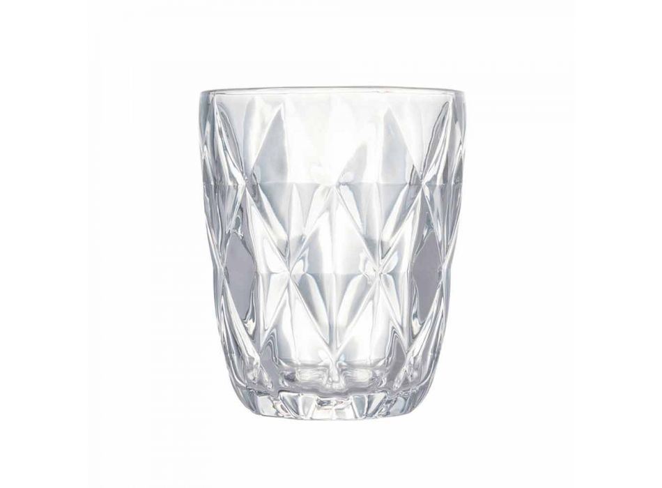 Juego de vasos de agua de vidrio transparente decorado, 12 piezas - Renacimiento viadurini