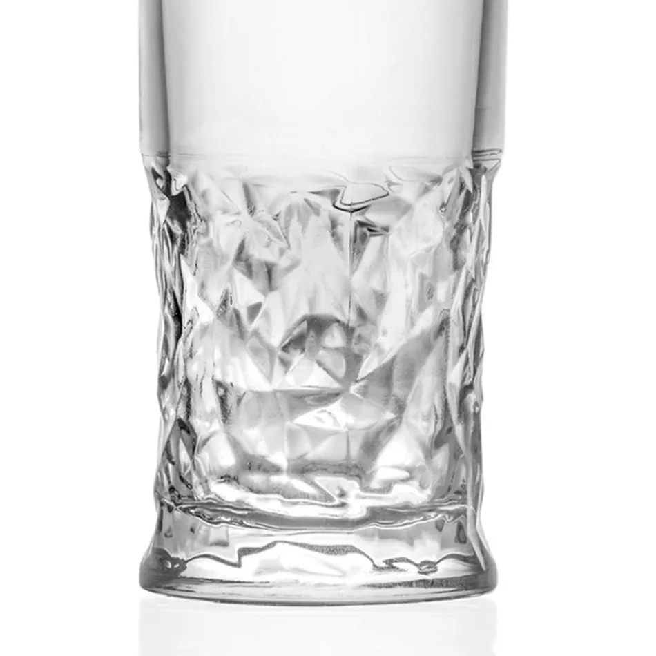 Juego de Vasos Highball en Eco Cristal Cuadrado Decoración 12 Piezas - Ritmo viadurini