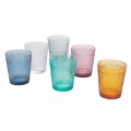 Servicio de vasos de agua de vidrio coloreado y decorado, 12 piezas - Pizzotto