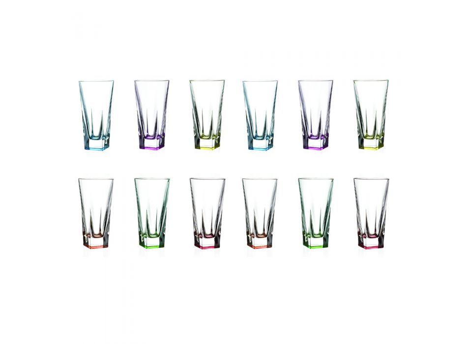Vaso Alto Cristal Eco Coloreado Servicio De Vasos 12 Piezas - Amalgama viadurini