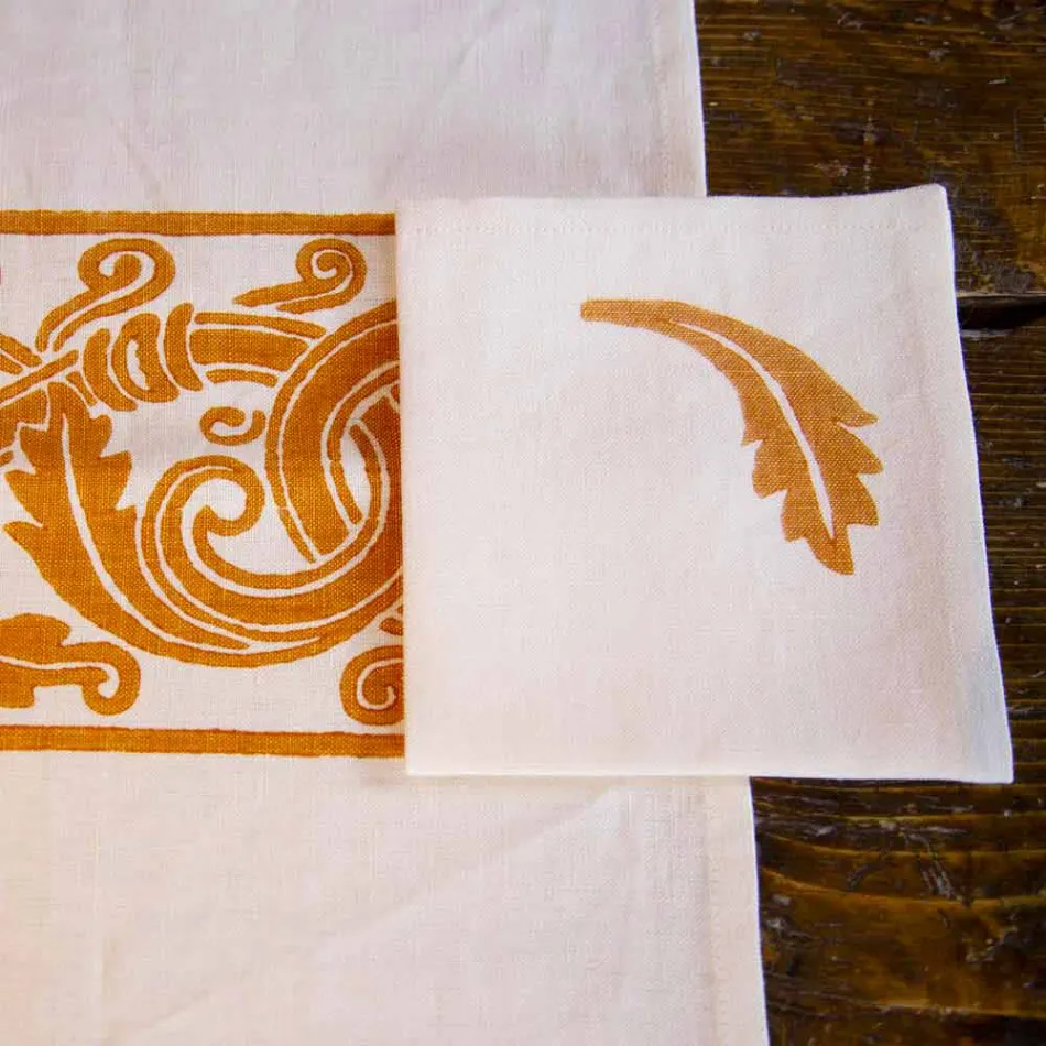 Servicio de desayuno artesanal italiano Estampado a mano en telas antiguas - Marcas viadurini