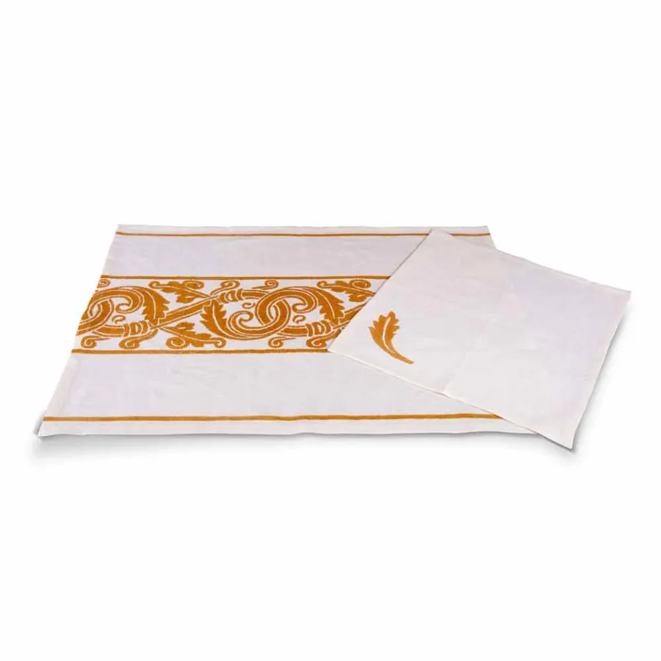 Servicio de desayuno artesanal italiano Estampado a mano en telas antiguas - Marcas viadurini