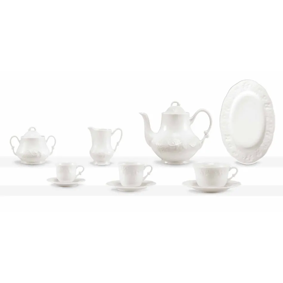 Servicio Completo de Desayuno 22 Piezas en Porcelana Blanca - Gimignano viadurini